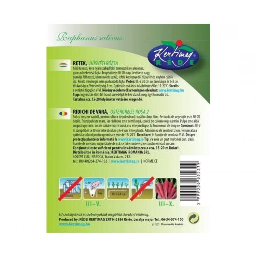Rédei Kertimag Húsvéti Rózsa retek vetőmag 5g A