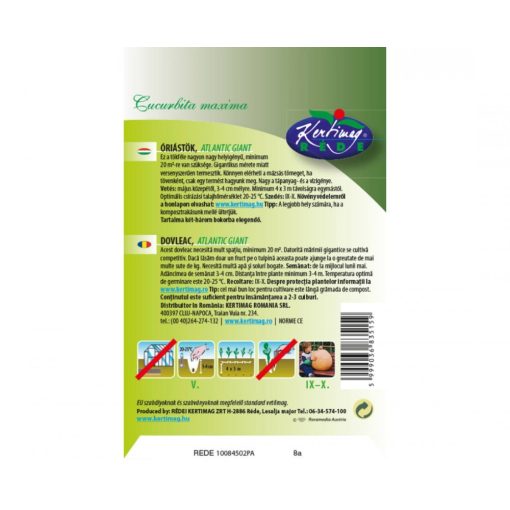 Rédei Kertimag Óriás Tök Atlantic Giant vetőmag 6 szem
