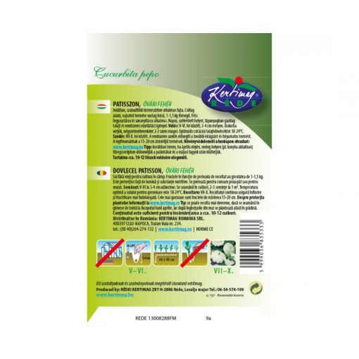 Rédei Kertimag Óvári Fehér patisszon vetőmag 6g B